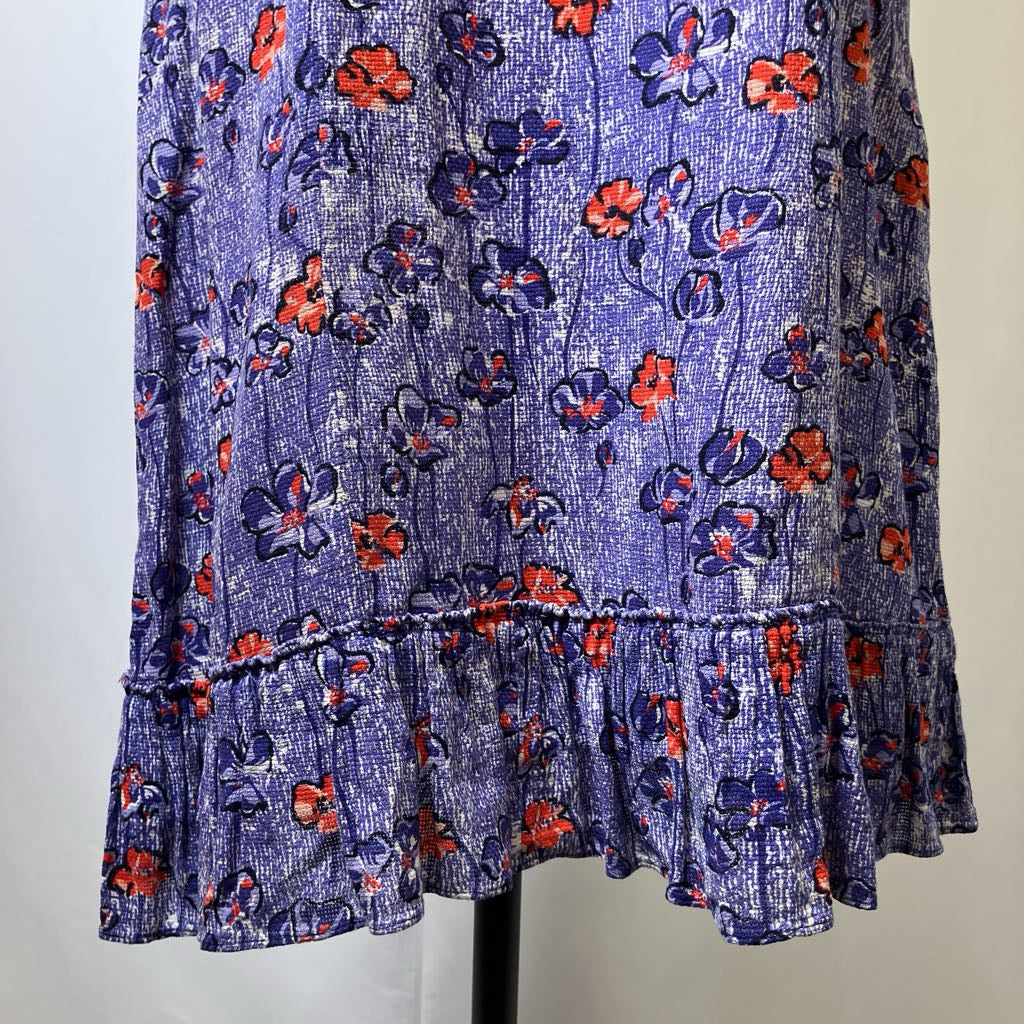 30s-40s Blue Floral Rayon Dress