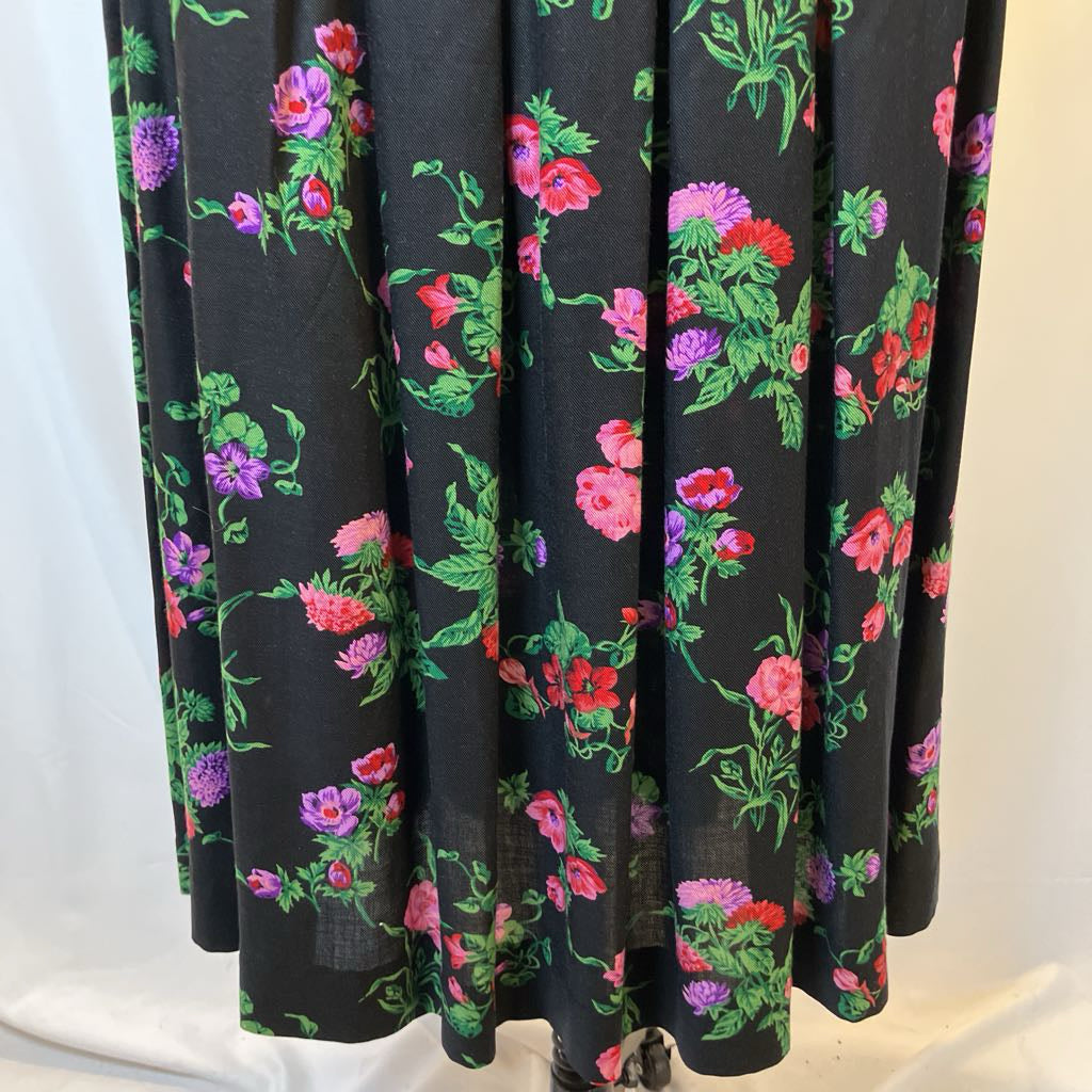 Floral patterned fabric on a black background