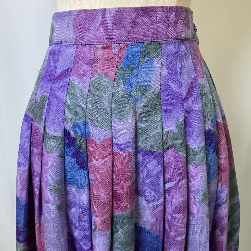 80s Emilio Ungaro Purple Floral Skirt