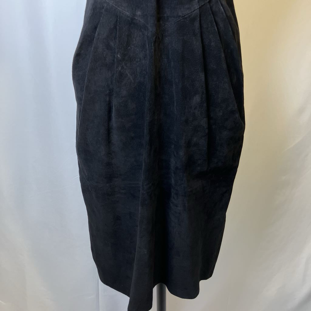1980s Karen Okada for David Howard Leather & Suede Dress