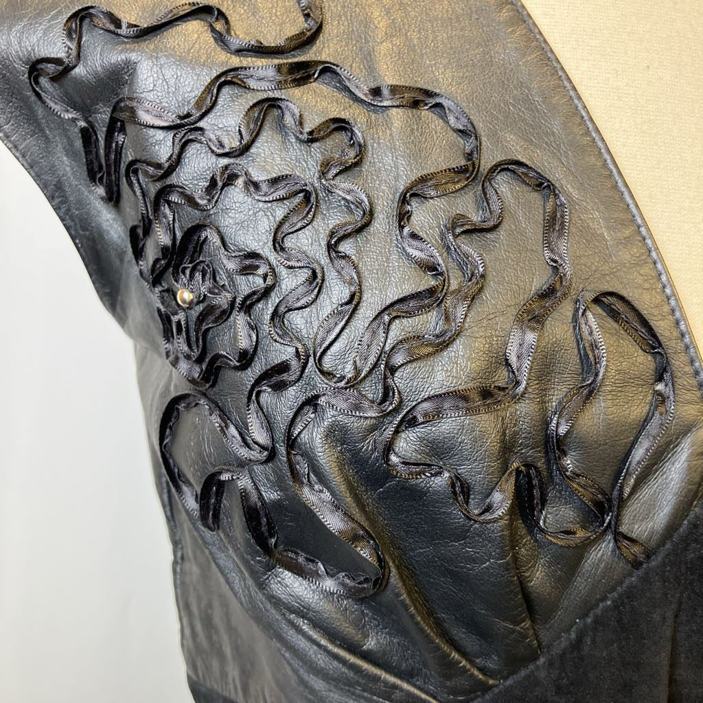 1980s Karen Okada for David Howard Leather & Suede Dress