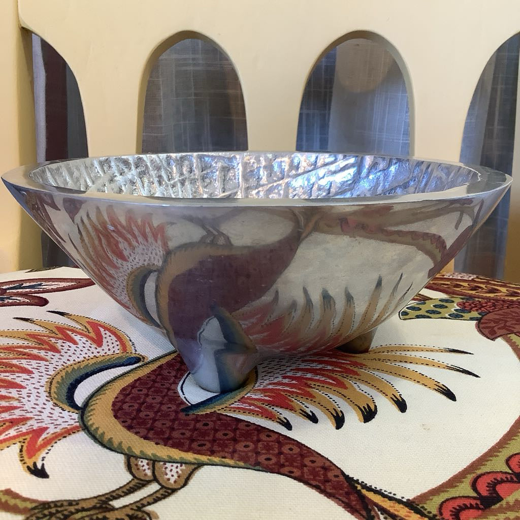 side view of pewter bowl
