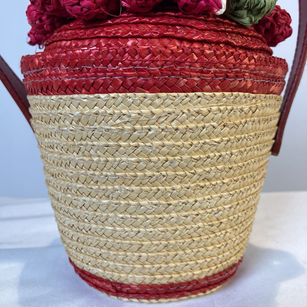 Vintage Lulu Guinness Bowl of Fruit Strawberry Straw Handbag
