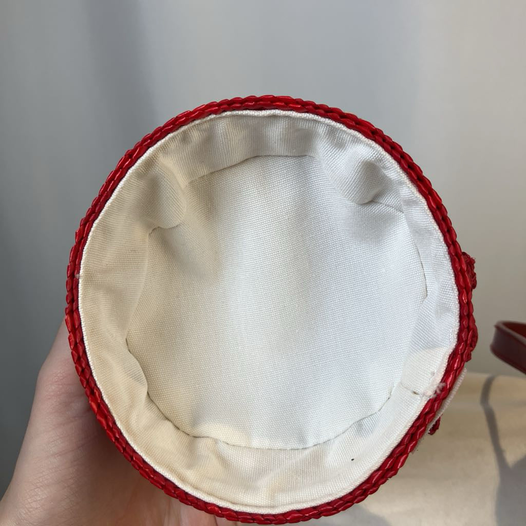 Vintage Lulu Guinness Bowl of Fruit Strawberry Straw Handbag