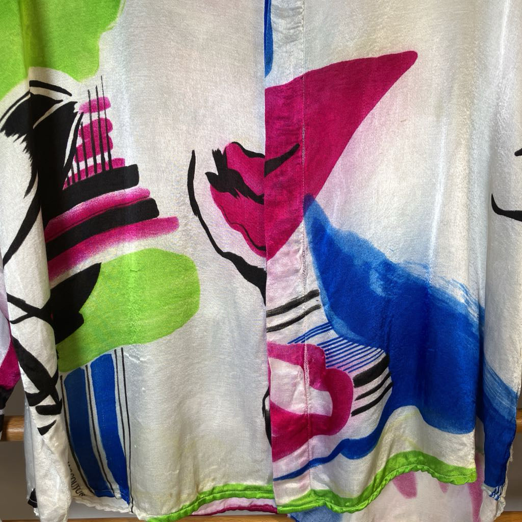 Colorful abstract pattern on a white fabric background