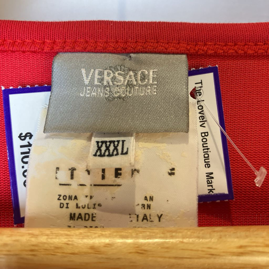 1990s Versace Jeans Couture Top w/ Greek Key Pattern