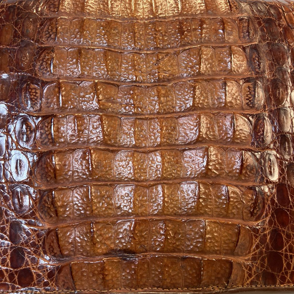 1950s Cognac Horn Back Alligator Skin Clutch