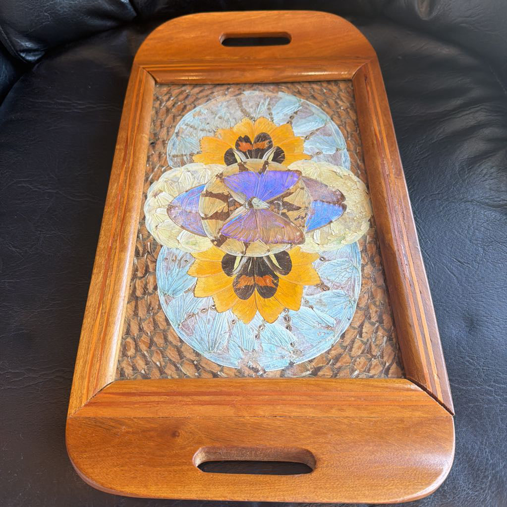 Vintage Brazilian Wood Butterfly Tray