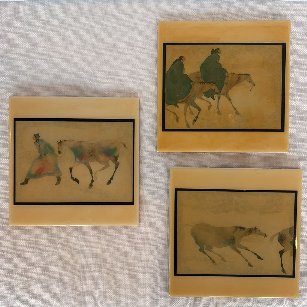 1980's RC Gorman Wall Decor on Italian Tiles - Set of 3