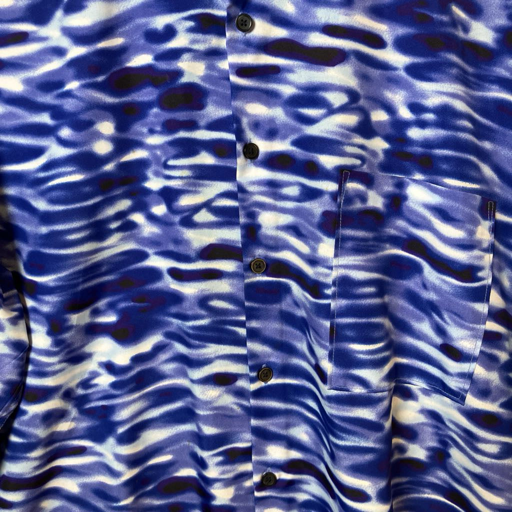 1990s Kenneth Cole Mens Blue Water Button Down Shirt
