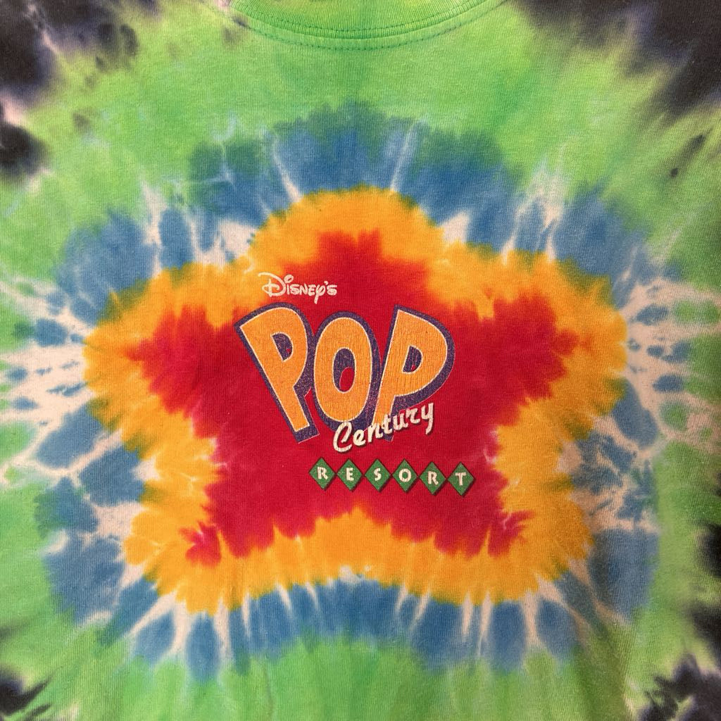 Tie-dye shirt with Disney's Pop Century Resort logo