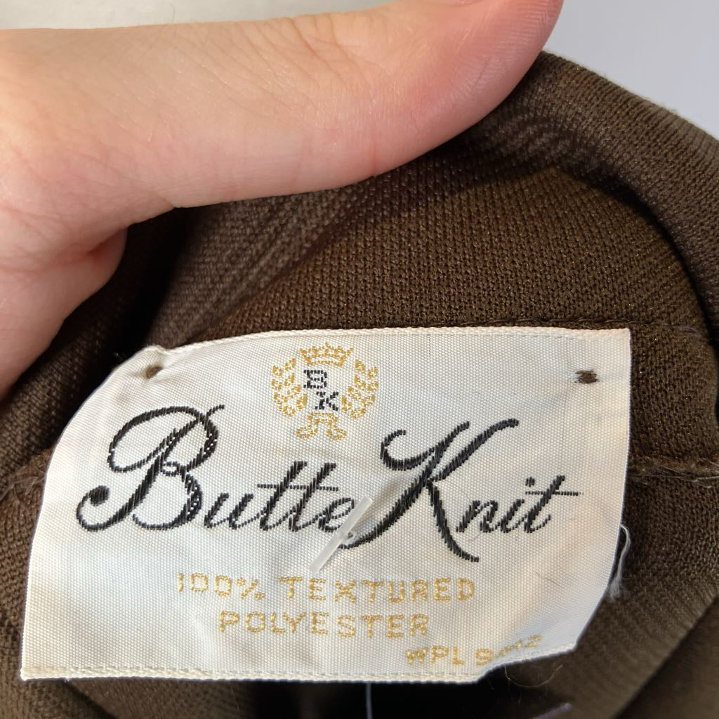 Butte Knit Brown Polyester 60s Vintage Coat