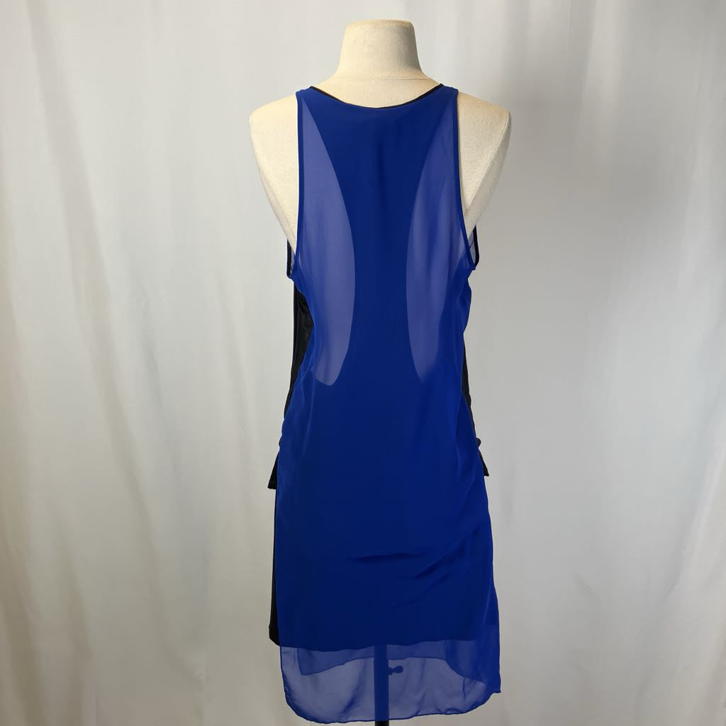 Blue dress on a mannequin against a white background