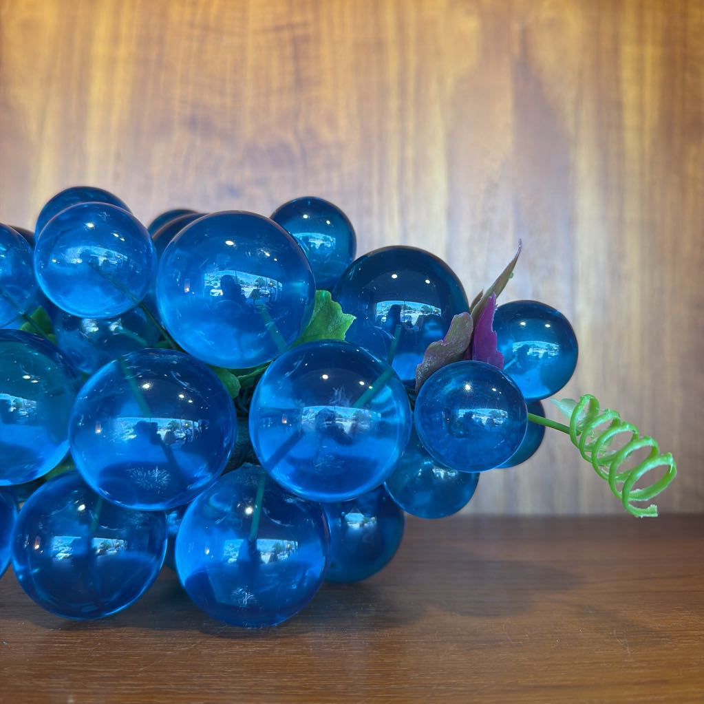 Mid Century 1970s Blue Lucite Grapes