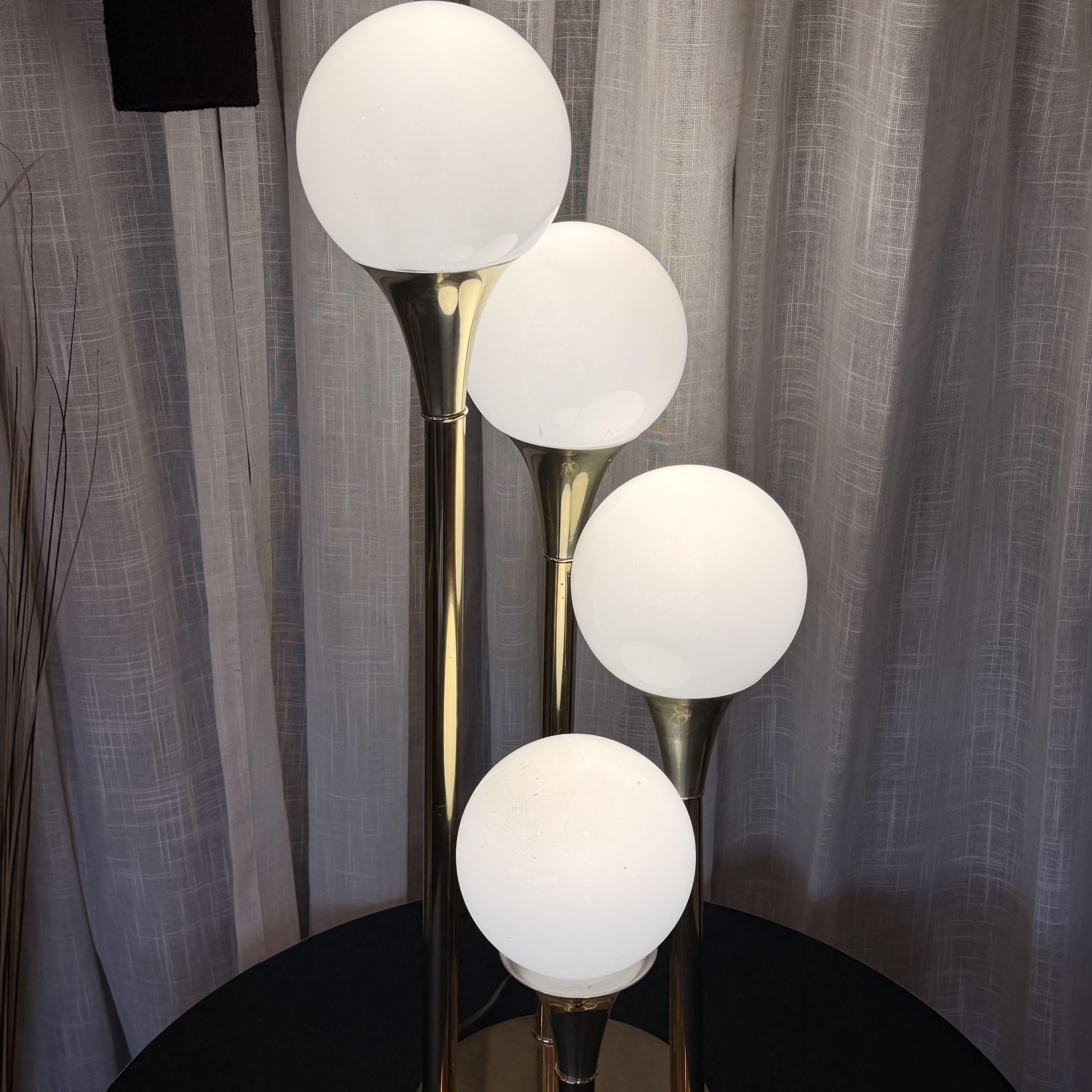 Mid Century Space Age 4 Glass Globe Table Lamp