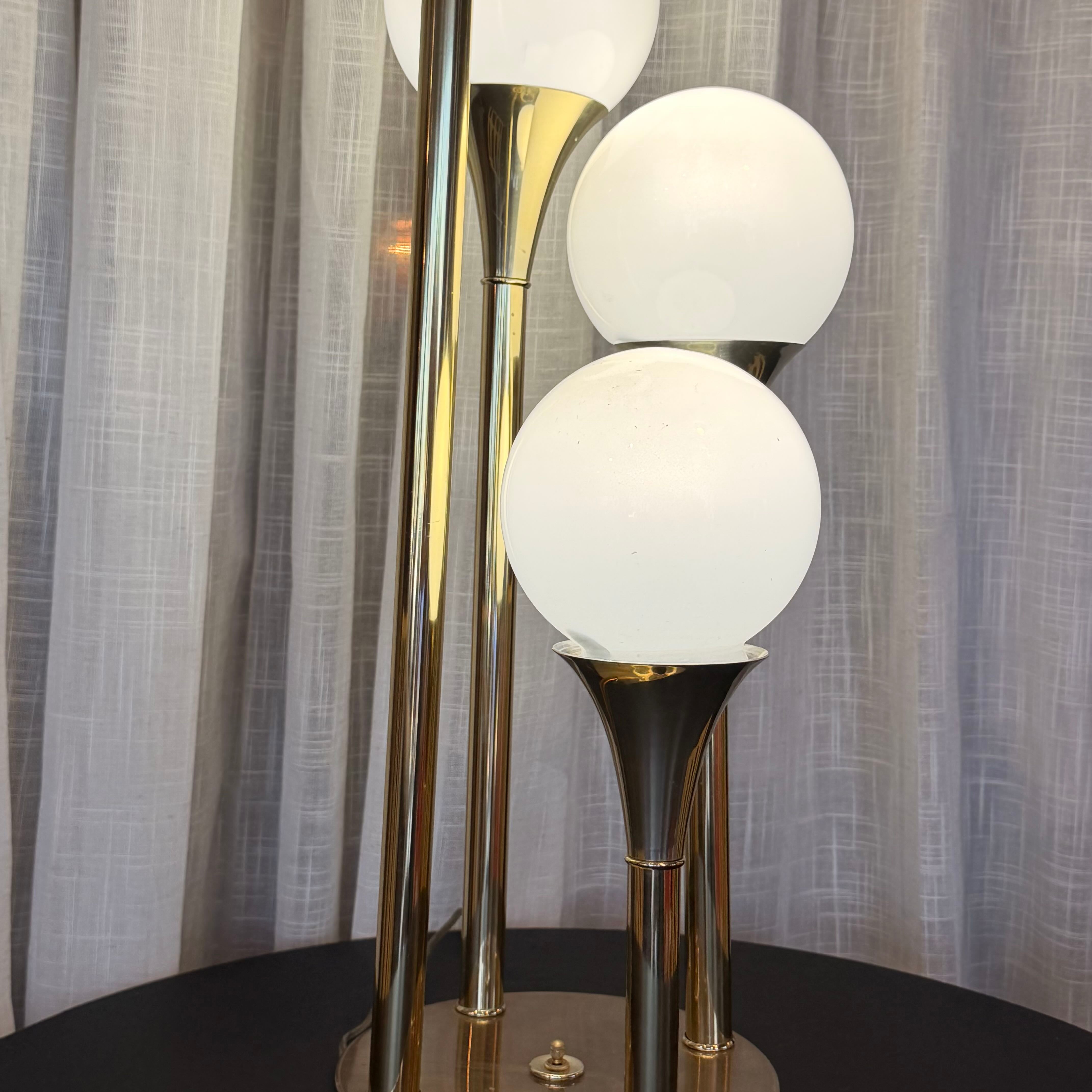 Mid Century Space Age 4 Glass Globe Table Lamp