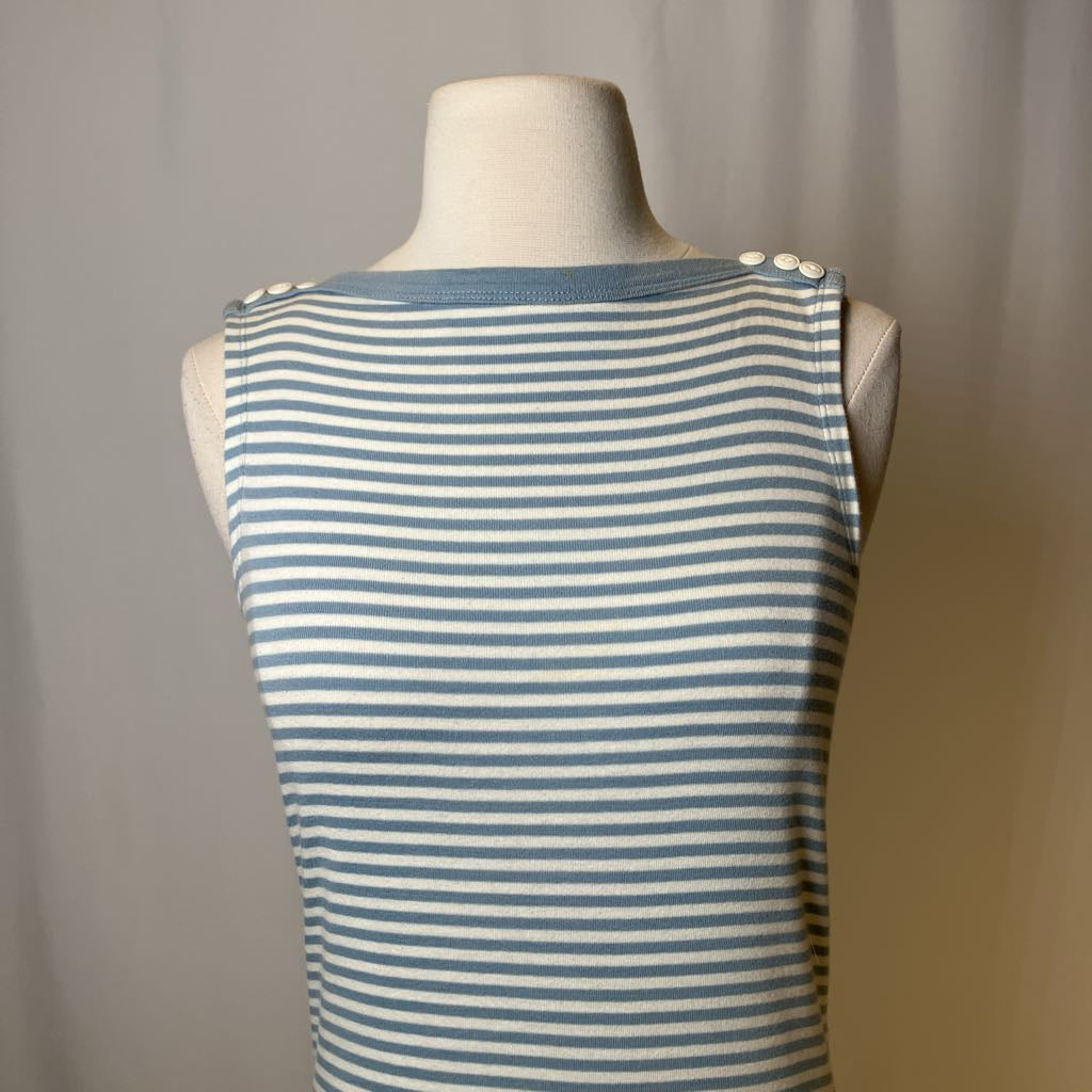 Striped dress on a mannequin against a plain background
