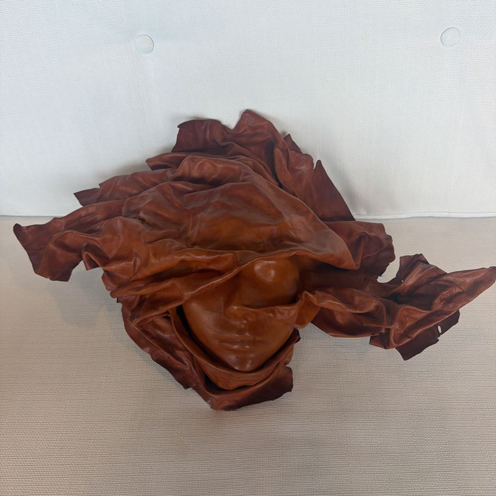 Brown leather garment on a white background