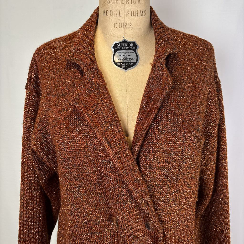 Vintage Metallic Bronze Blazer Sweater