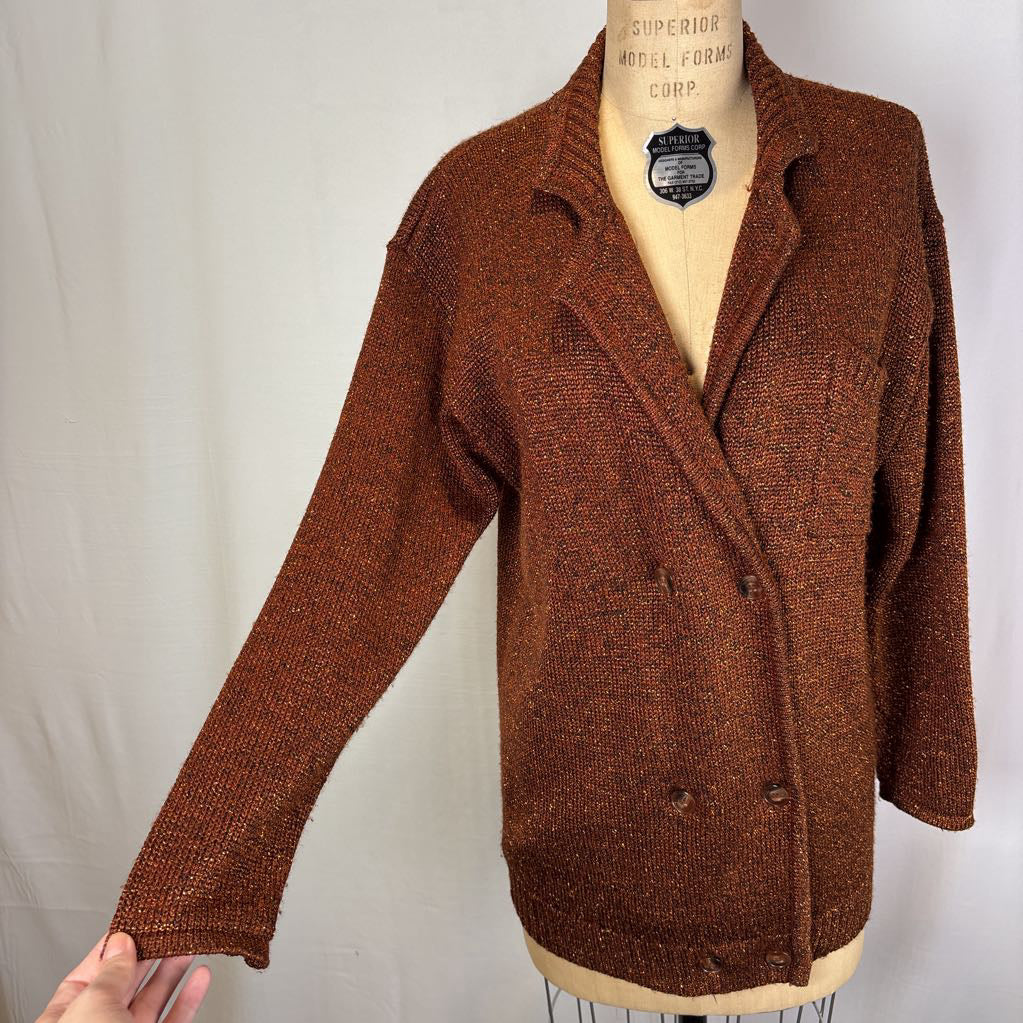 Vintage Metallic Bronze Blazer Sweater