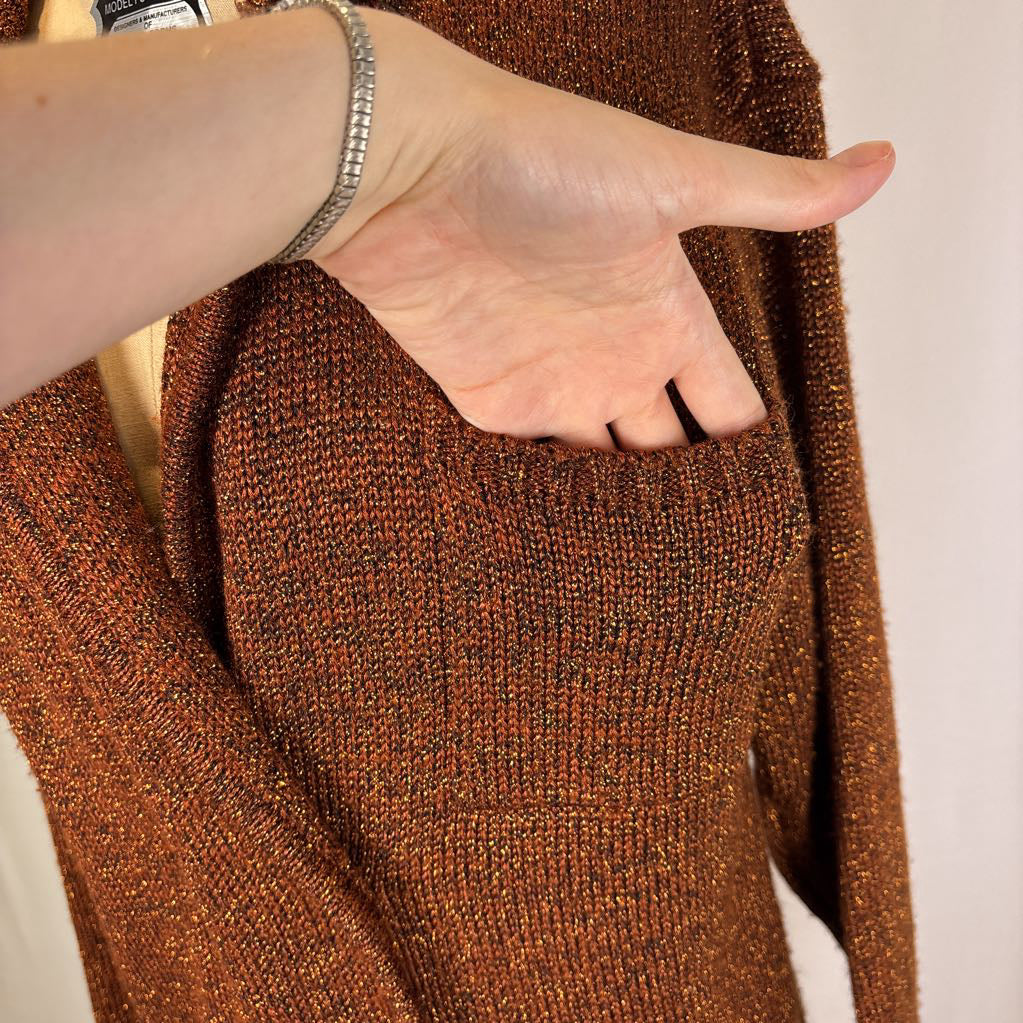 Vintage Metallic Bronze Blazer Sweater