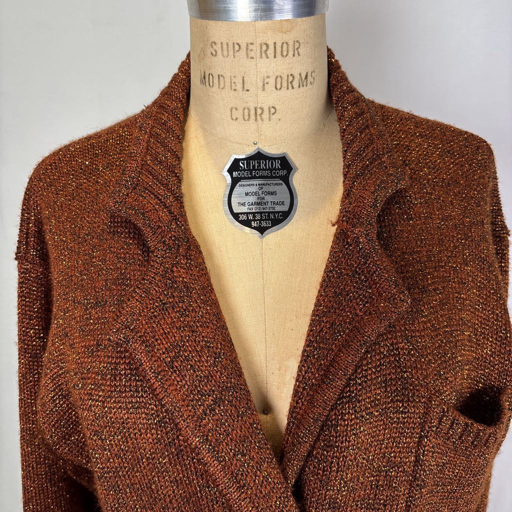 Vintage Metallic Bronze Blazer Sweater