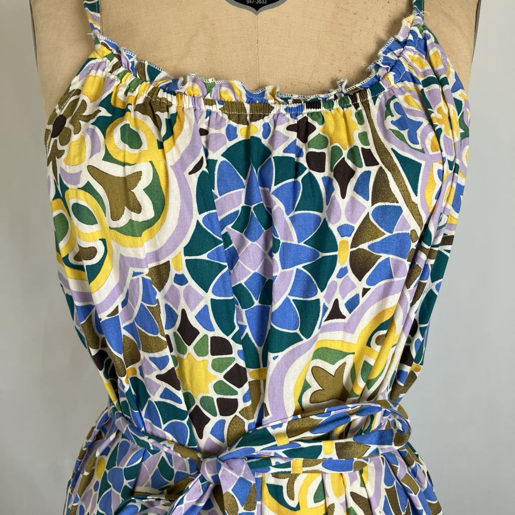 Colorful Spaghetti-Strap Sundress w/ Belt
