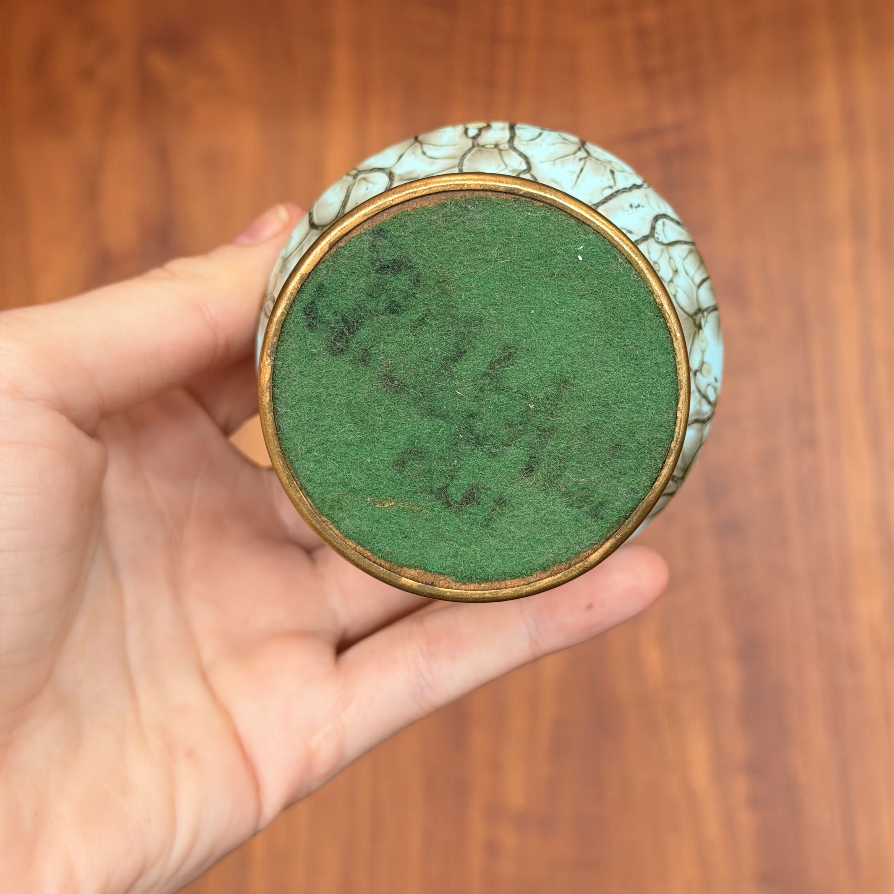 close up of bottom of vintage bud vase