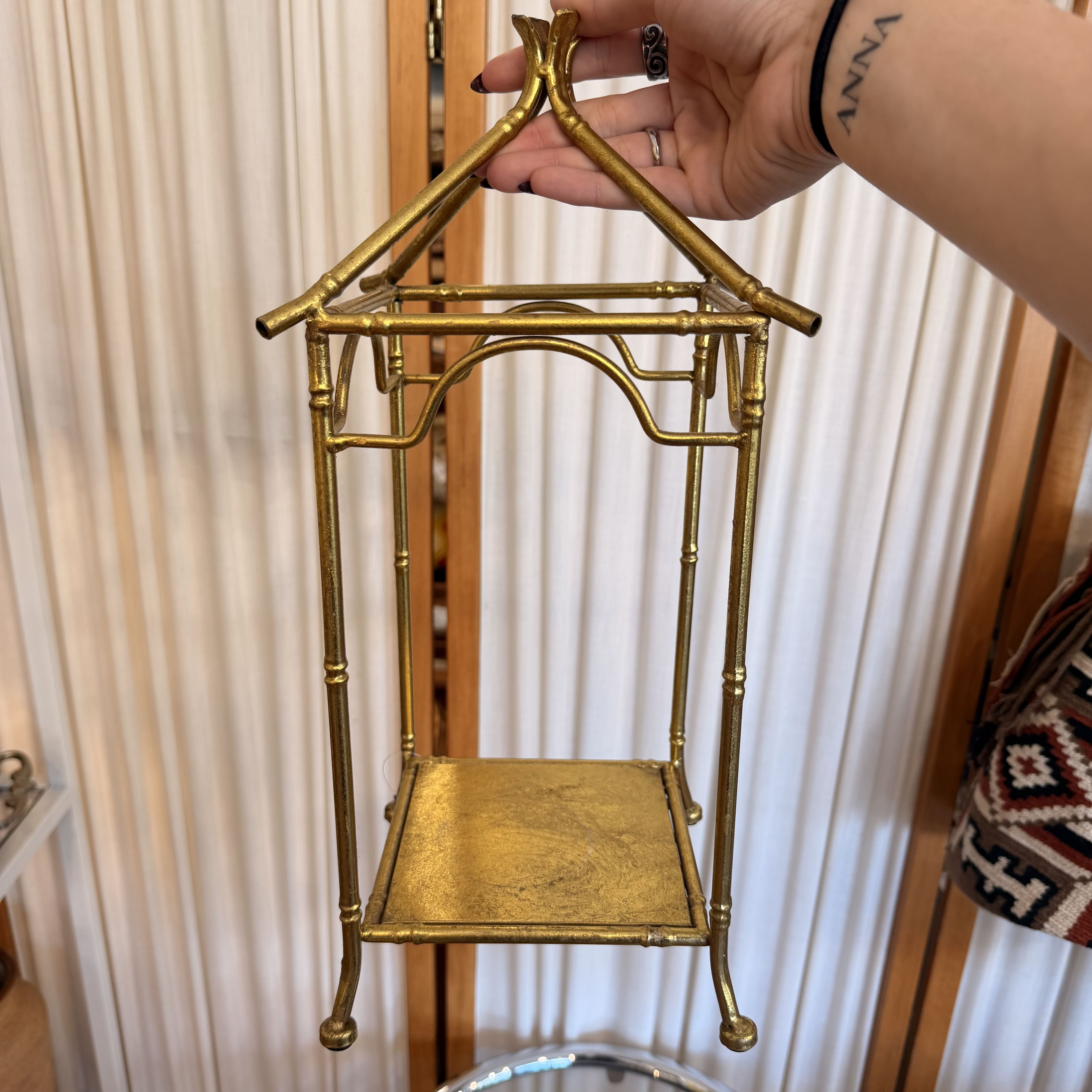 2000's Chinoiserie Gold Pagoda Candle Holder Large