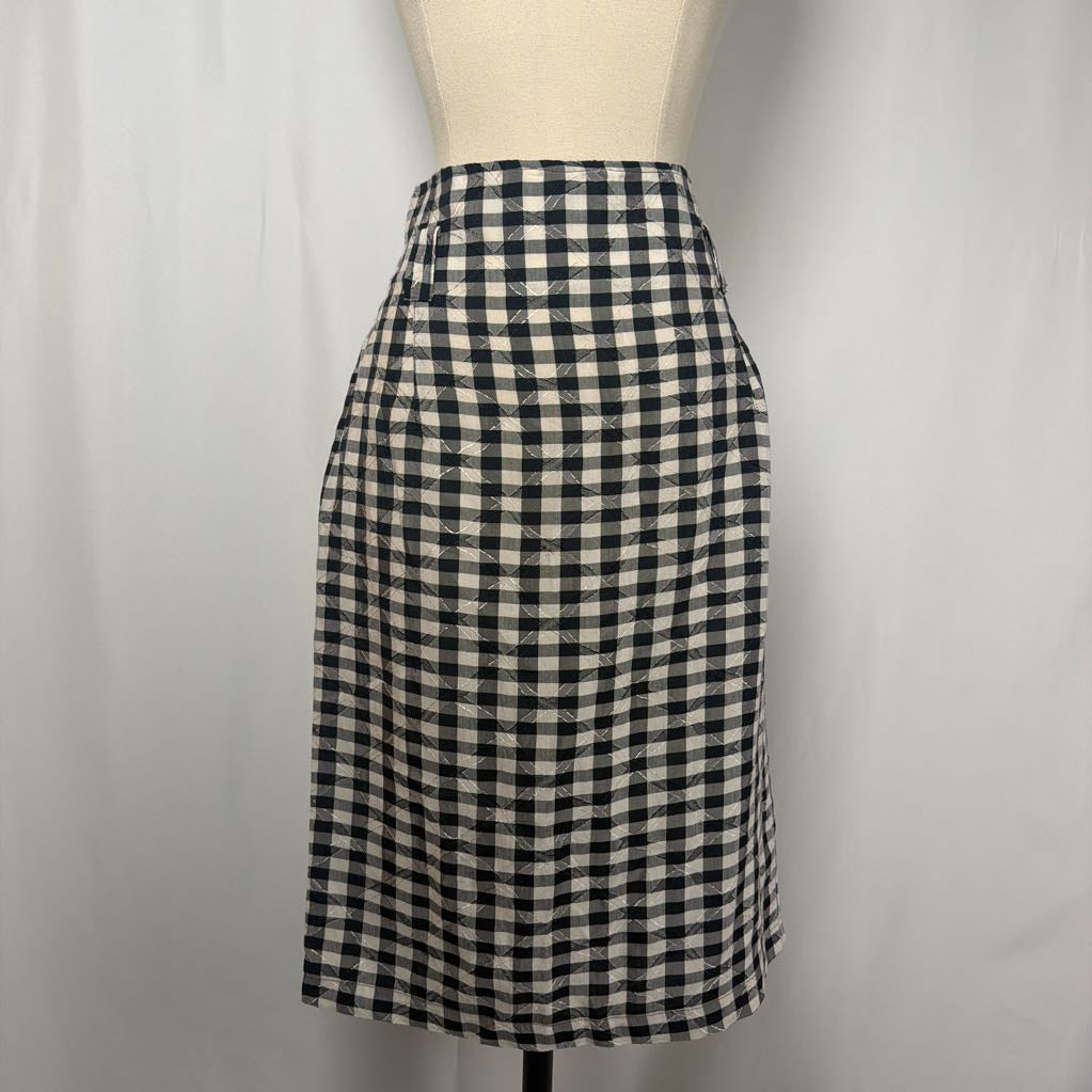 1990s Black White Gingham Skirt
