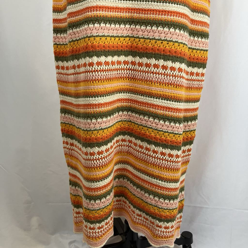 Multicolored striped blanket on a white background