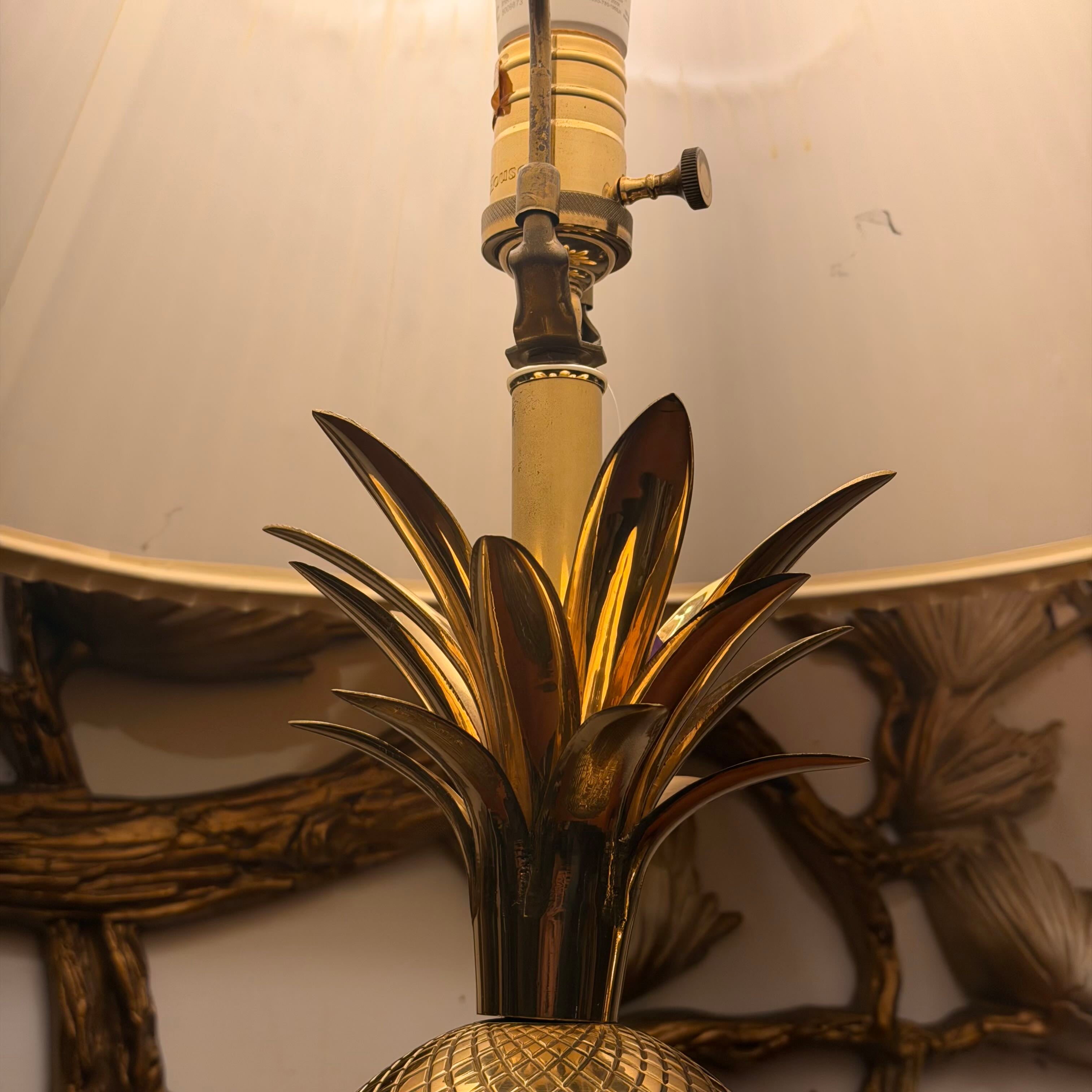 Mid Century Heyward House Brass Pineapple Lamp Set