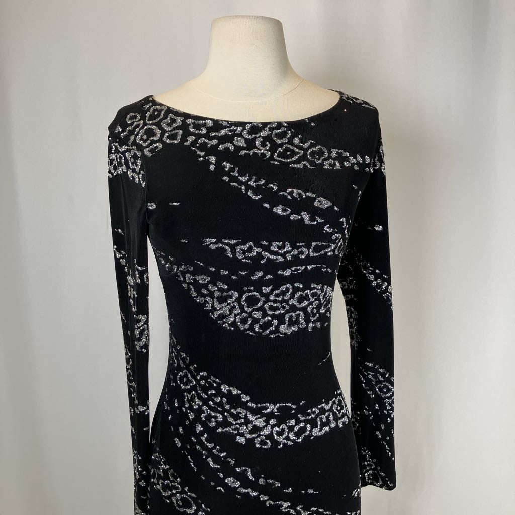 2000s Vintage Cache Black Silver Animal Print