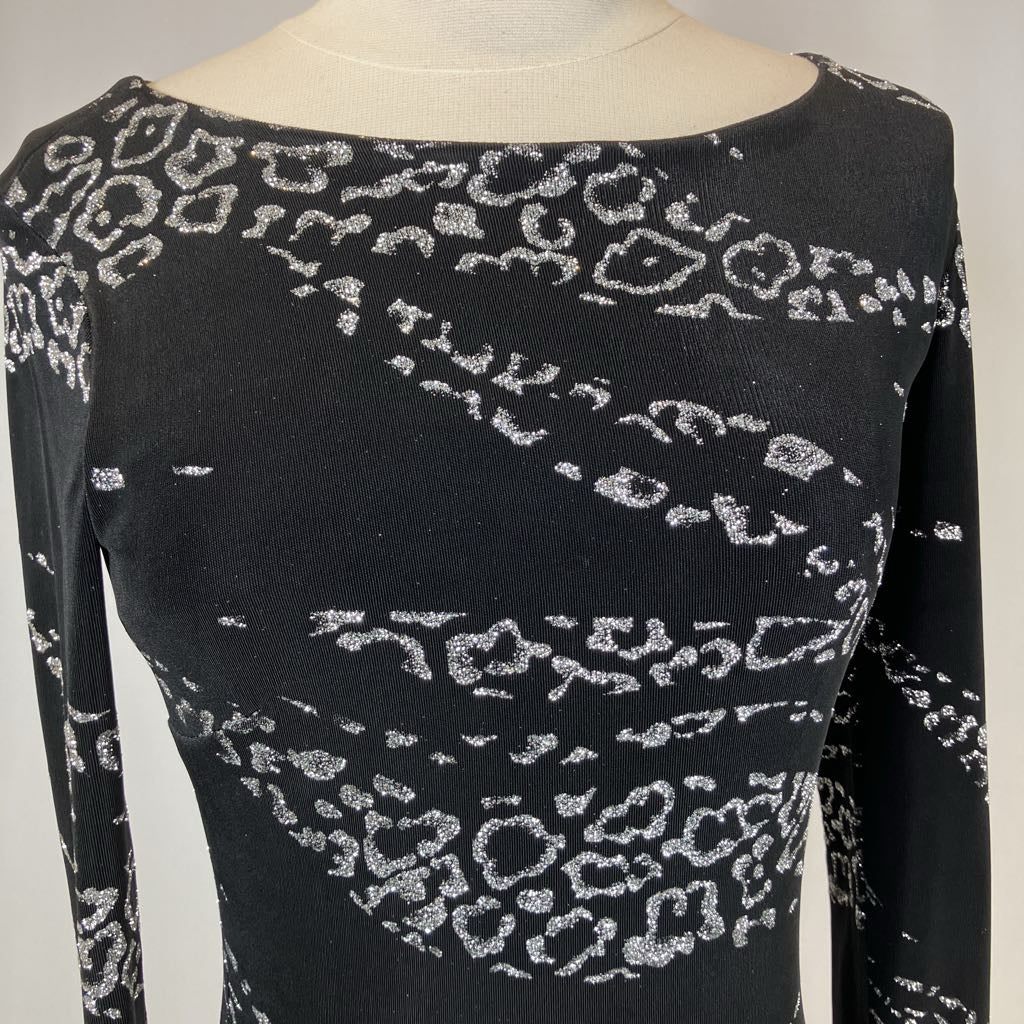 2000s Vintage Cache Black Silver Animal Print