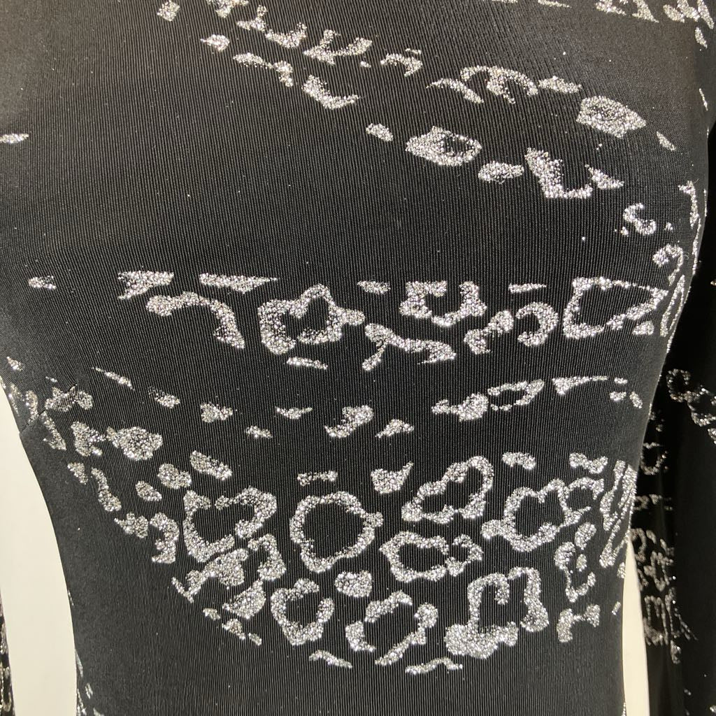 2000s Vintage Cache Black Silver Animal Print
