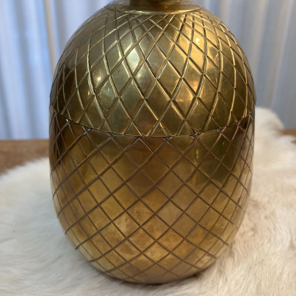 Vintage Small Brass Pineapple Container