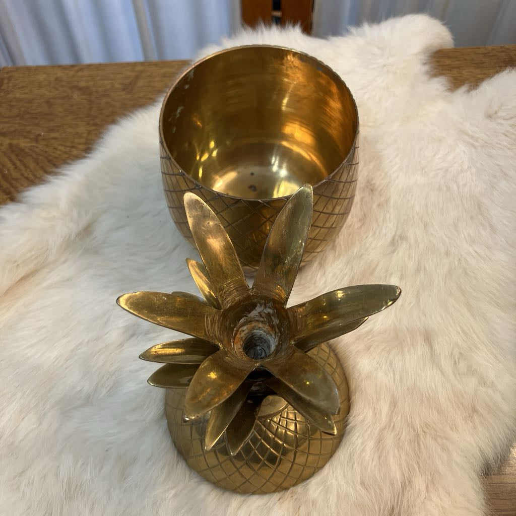 Vintage Small Brass Pineapple Container