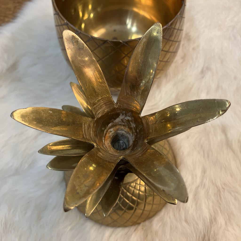 Vintage Small Brass Pineapple Container