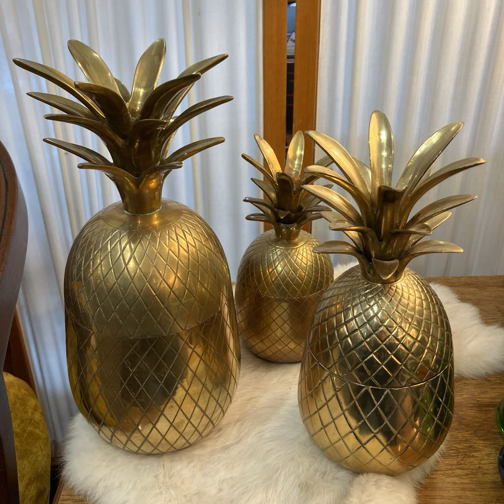 Vintage Small Brass Pineapple Container