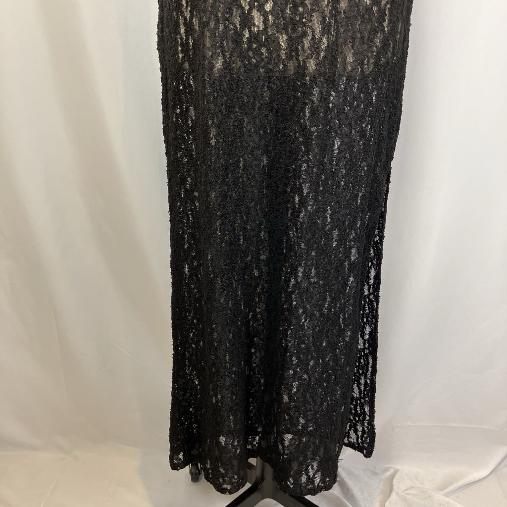 Black lace dress on a white background