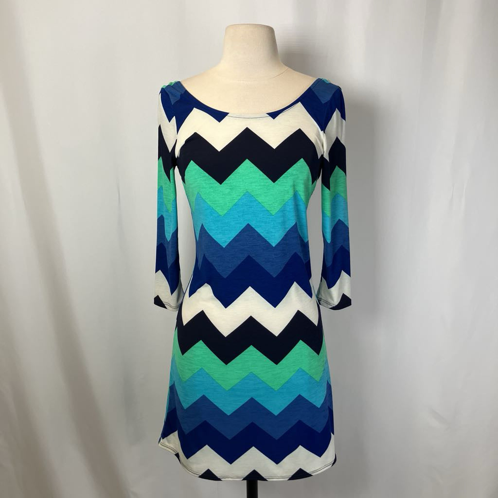 Y2K Chevron Dress w/ Back Zipper