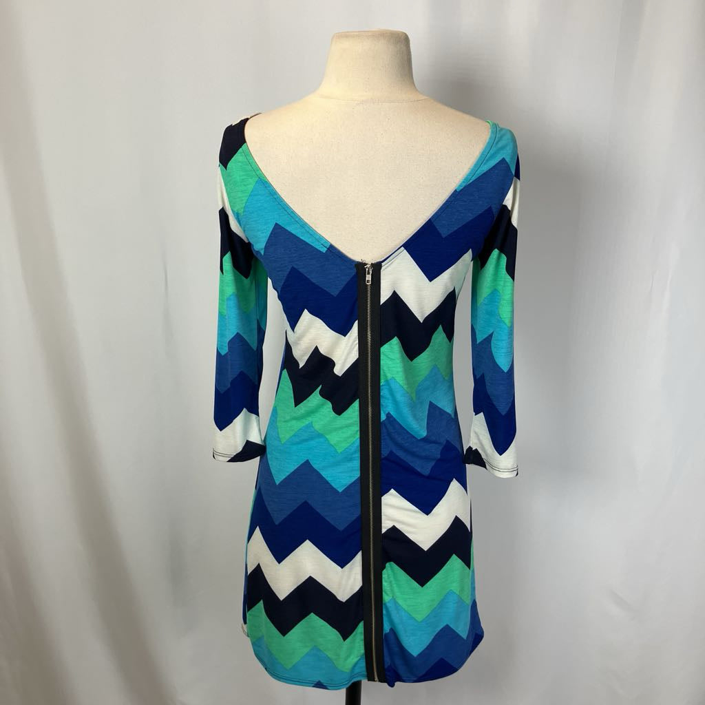 Y2K Chevron Dress w/ Back Zipper