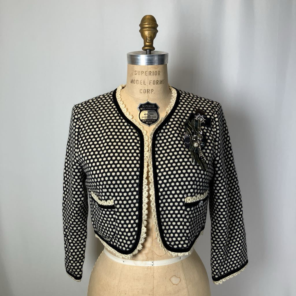 Polka Dot Crop Blazer Top