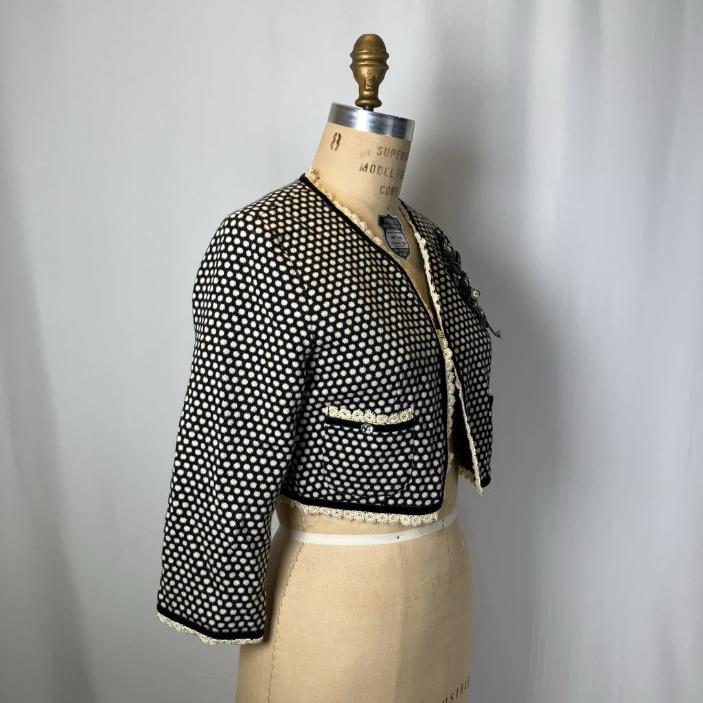 Polka Dot Crop Blazer Top
