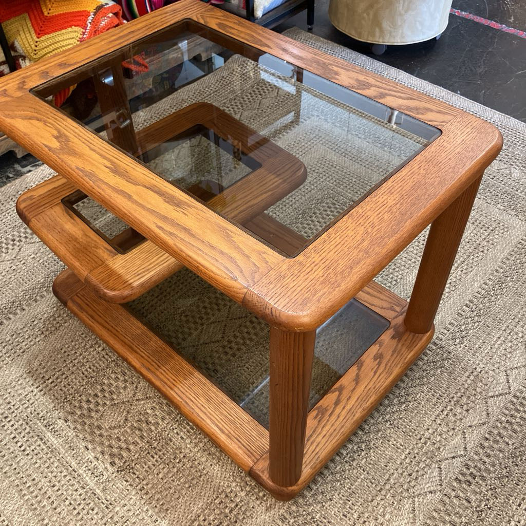 1970s Null MFG Co. Glasstop Side Table