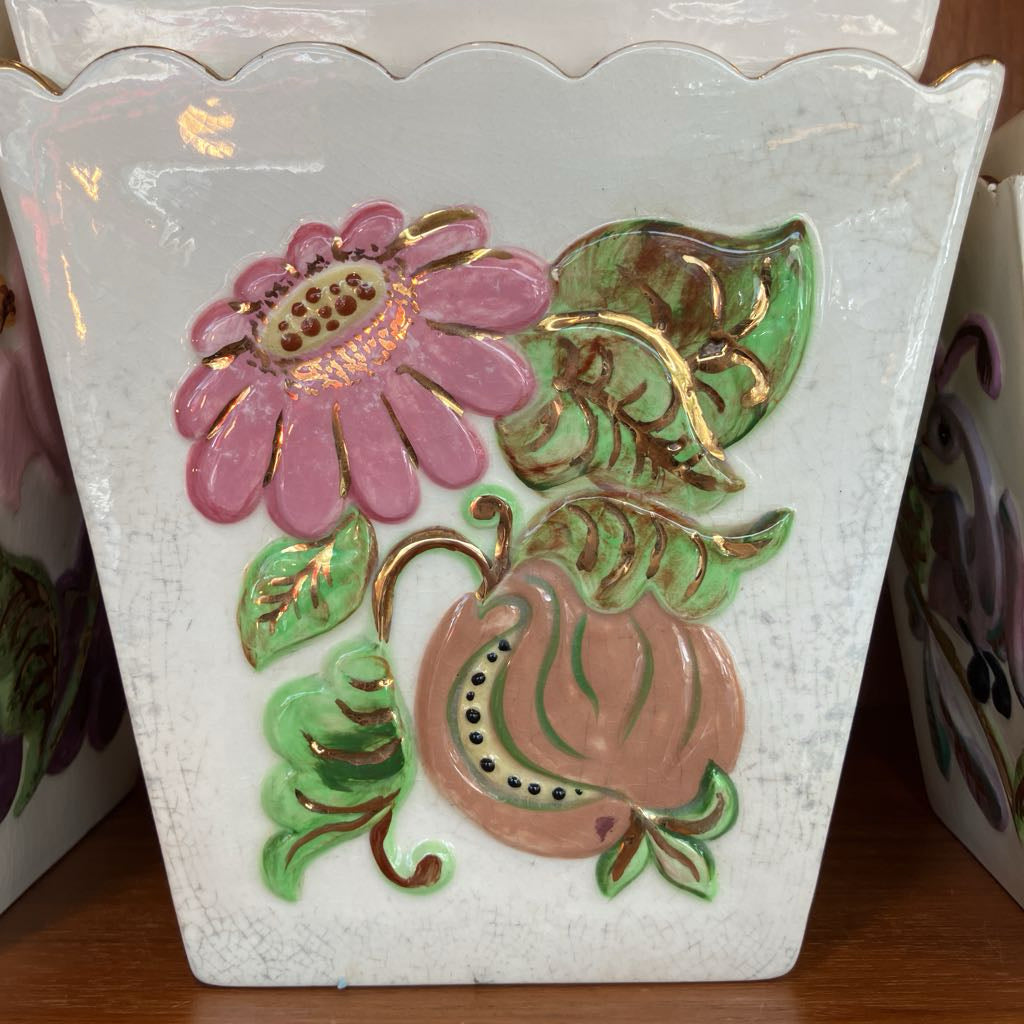 1960s Hand-Painted Ceramic Canister Set of Three