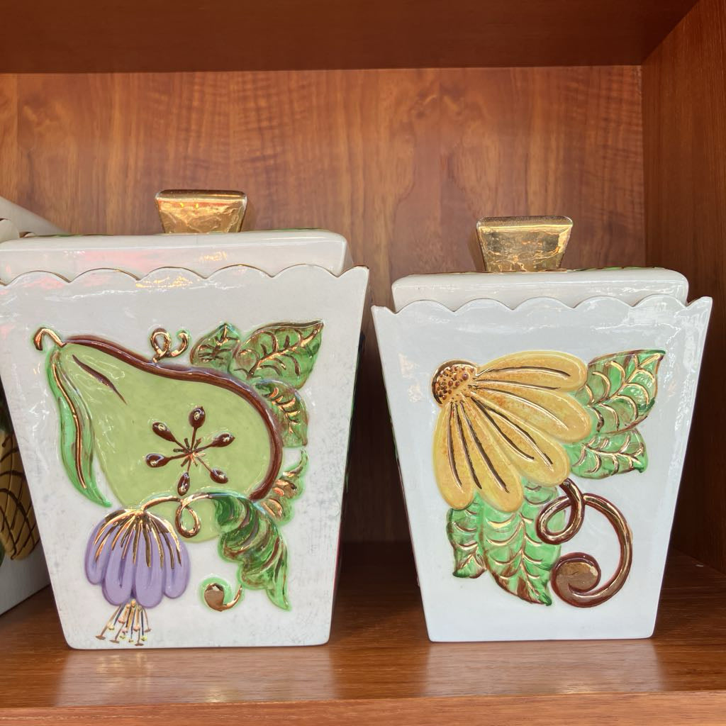1960s Hand-Painted Ceramic Canister Set of Three