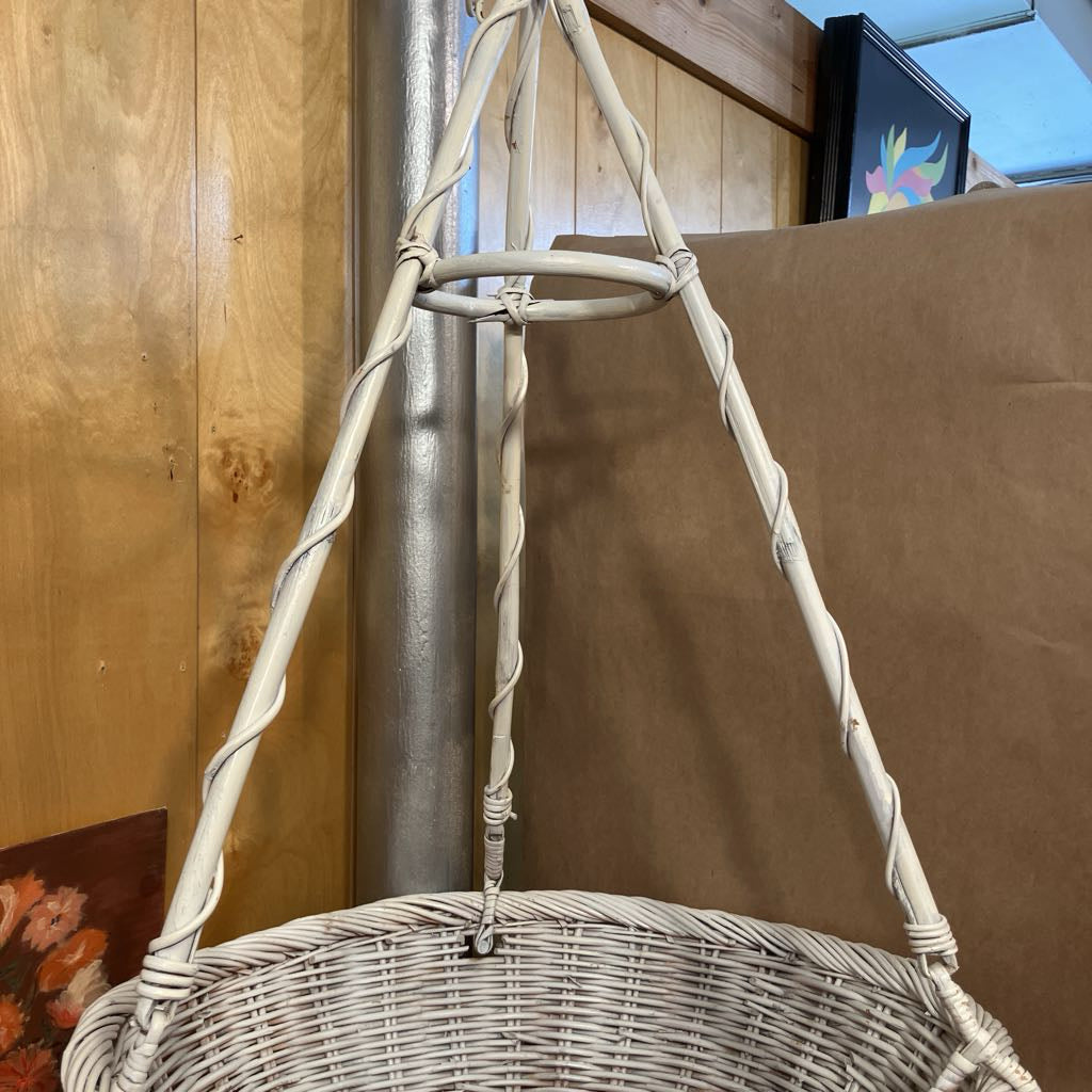 1970s Hanging Wicker Basket