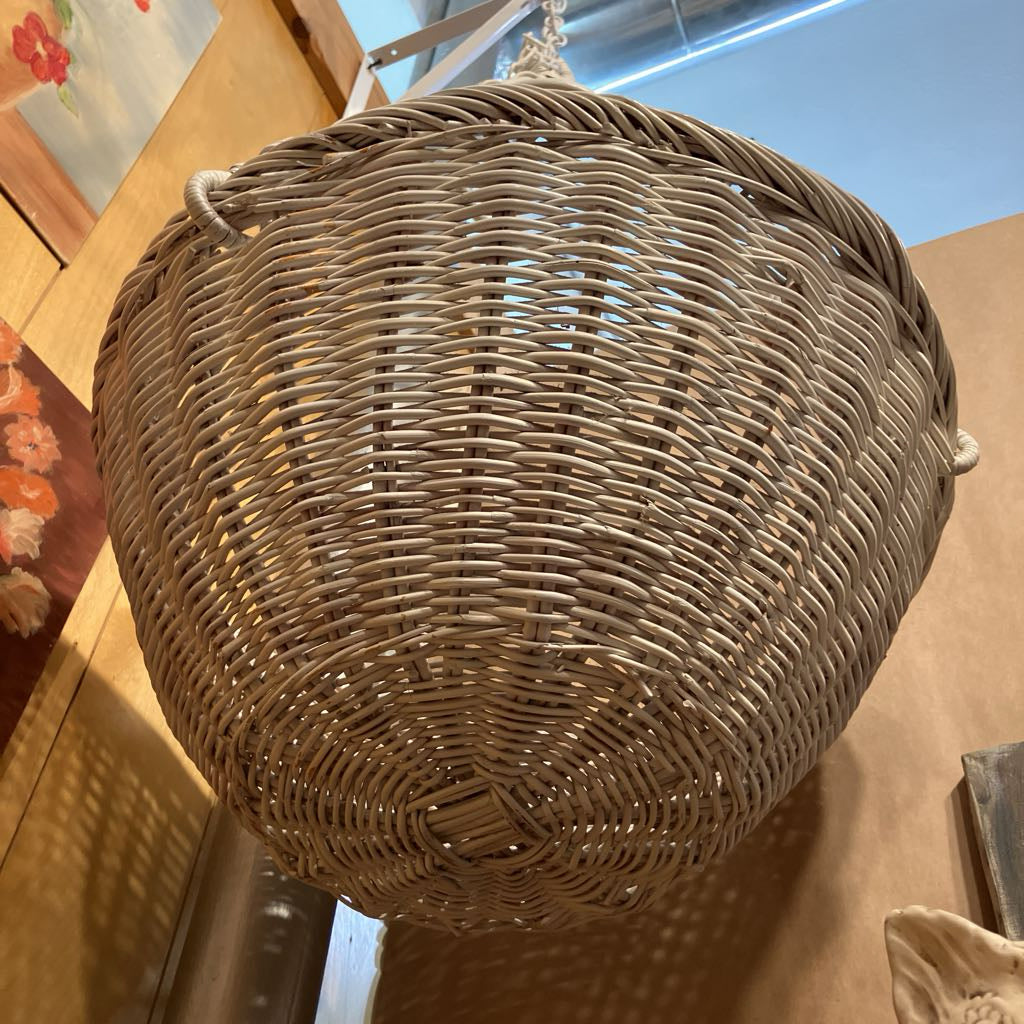 1970s Hanging Wicker Basket