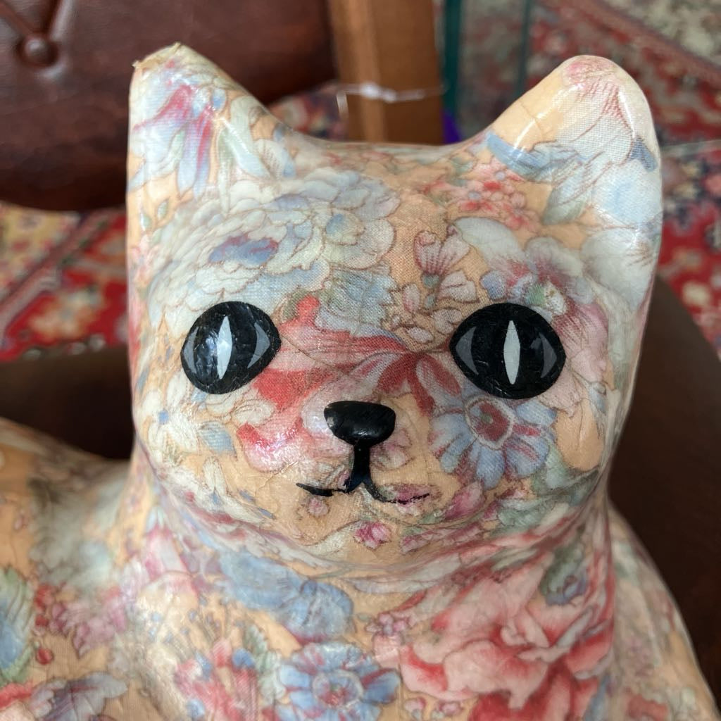 Vintage Floral Ceramic Cat